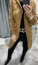 Load image into Gallery viewer, Ladies Womens Chunky Cable Knitted Oversized Longline Hooded Cape Cardigan Top