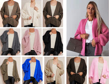 Load image into Gallery viewer, Women Crop Balloon pocket Cardigan Chunky Knitted Oversized Ladies Jumper Tops