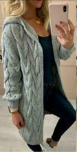 Load image into Gallery viewer, Ladies Womens Chunky Cable Knitted Oversized Longline Hooded Cape Cardigan Top