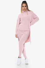 Load image into Gallery viewer, Pink 3 Piece Knitted Cardigan Loungewear Set