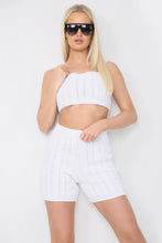 Load image into Gallery viewer, White Cable Knitted Bralet Short Co-Ord