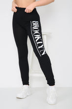 Load image into Gallery viewer, White Brooklyn Printed Stretch Leggings