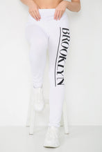 Load image into Gallery viewer, White Brooklyn Printed Stretch Leggings