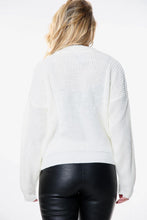 Load image into Gallery viewer, White Open Knit Turtle Neck Jumper