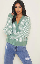Load image into Gallery viewer, Petite Green Check Oversized Cardigan