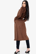 Load image into Gallery viewer, Wine Suedette Longline Belted Jacket