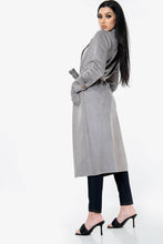 Load image into Gallery viewer, Wine Suedette Longline Belted Jacket