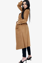 Load image into Gallery viewer, Wine Suedette Longline Belted Jacket