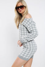 Load image into Gallery viewer, Blue Dogtooth Jumper Top & Knit Co-Ord Set