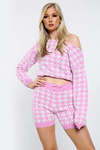 Load image into Gallery viewer, Blue Dogtooth Jumper Top & Knit Co-Ord Set