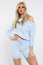 Load image into Gallery viewer, Blue Dogtooth Jumper Top & Knit Co-Ord Set