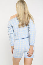 Load image into Gallery viewer, Blue Dogtooth Jumper Top & Knit Co-Ord Set