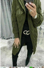 Load image into Gallery viewer, Ladies Womens Chunky Cable Knitted Oversized Longline Hooded Cape Cardigan Top
