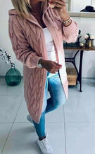 Load image into Gallery viewer, Ladies Womens Chunky Cable Knitted Oversized Longline Hooded Cape Cardigan Top
