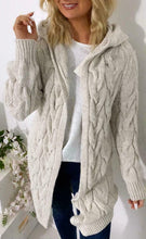 Load image into Gallery viewer, Ladies Womens Chunky Cable Knitted Oversized Longline Hooded Cape Cardigan Top
