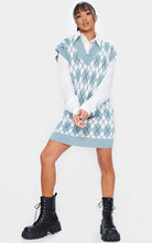 Load image into Gallery viewer, Petite Sage Diamond Knit Sleeveless Dress
