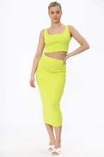 Load image into Gallery viewer, Yellow Crop Top Midi Skirt Co-Ord Set
