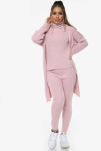 Load image into Gallery viewer, Pink 3 Piece Knitted Cardigan Loungewear Set
