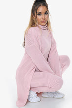 Load image into Gallery viewer, Pink 3 Piece Knitted Cardigan Loungewear Set

