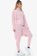 Load image into Gallery viewer, Pink 3 Piece Knitted Cardigan Loungewear Set
