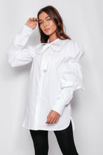 Load image into Gallery viewer, White Marie Sleeve Bow Tie Blouse
