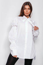 Load image into Gallery viewer, White Marie Sleeve Bow Tie Blouse
