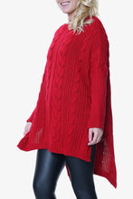 Charger l'image dans la galerie, Red High Low Oversized Longline Knitted Jumper
