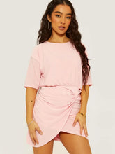 Load image into Gallery viewer, Royal Blue Batwing Style Twist Knot Detail Slinky Dress
