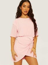 Load image into Gallery viewer, Red Batwing Style Twist Knot Detail Slinky Dress
