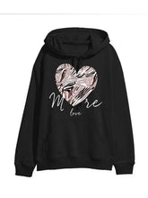 Load image into Gallery viewer, White More Love Heart Graphic Print Hoodie
