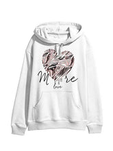 Load image into Gallery viewer, White More Love Heart Graphic Print Hoodie
