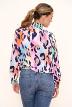 Load image into Gallery viewer, Orange Bright Printed Gathered High Neck Top
