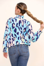 Load image into Gallery viewer, Orange Bright Printed Gathered High Neck Top
