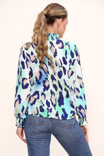 Load image into Gallery viewer, Orange Bright Printed Gathered High Neck Top

