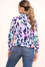 Load image into Gallery viewer, Orange Bright Printed Gathered High Neck Top
