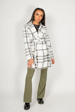 Load image into Gallery viewer, White Check Belted Duster Coat
