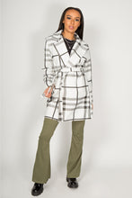 Load image into Gallery viewer, White Check Belted Duster Coat
