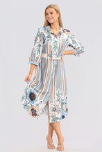 Load image into Gallery viewer, Red Floral Striped Midaxi  Belted Dress
