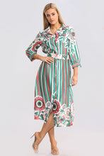 Load image into Gallery viewer, Red Floral Striped Midaxi  Belted Dress
