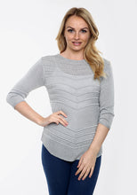 Load image into Gallery viewer, White V Shape Filigree Knitted Jumper
