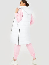Load image into Gallery viewer, White Longline Padded Hooded Gilet
