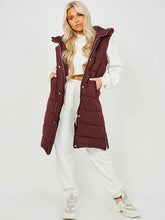 Load image into Gallery viewer, WIne Longline Padded Hooded Gilet
