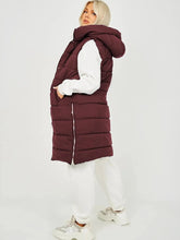 Load image into Gallery viewer, WIne Longline Padded Hooded Gilet
