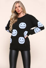 Load image into Gallery viewer, Blue Crew Neck Jumper With Smiley Face
