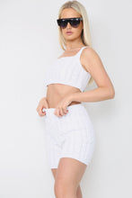 Load image into Gallery viewer, White Cable Knitted Bralet Short Co-Ord
