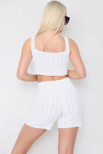 Load image into Gallery viewer, White Cable Knitted Bralet Short Co-Ord
