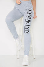 Load image into Gallery viewer, White Brooklyn Printed Stretch Leggings
