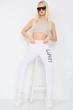 Load image into Gallery viewer, White Calvin Printed High Waist Stretch Trouser
