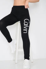 Load image into Gallery viewer, White Calvin Printed High Waist Stretch Trouser
