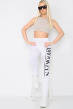 Load image into Gallery viewer, White Brooklyn Printed Stretch Leggings
